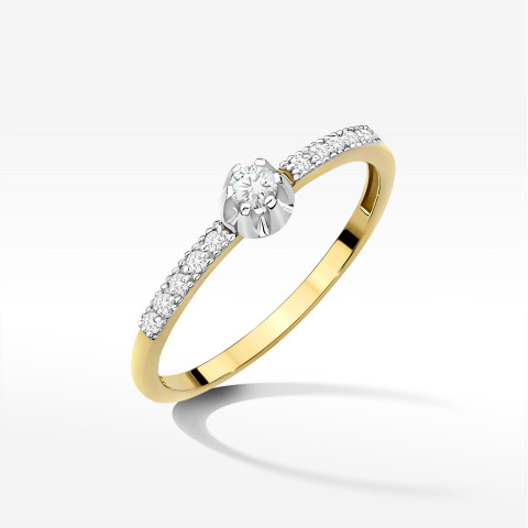 Pierścionek z diamentami 0,17ct żółte złoto W0680