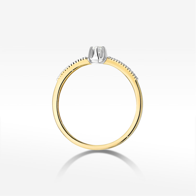 Pierścionek z diamentami 0,17ct żółte złoto W0680