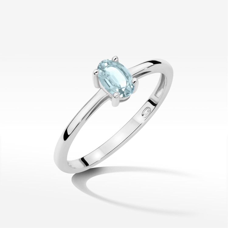 Pierścionek W0685 Akwamaryn 0,35ct białe złoto