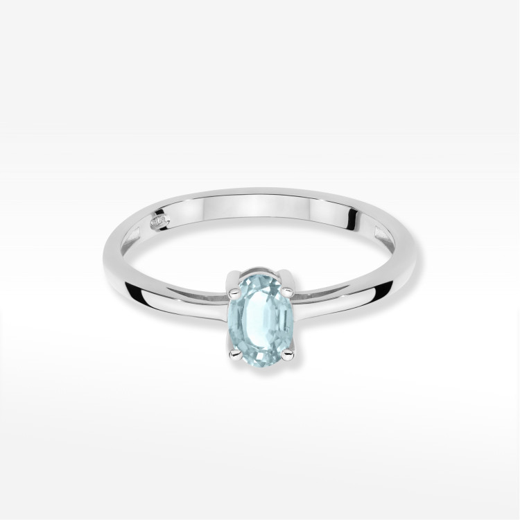 Pierścionek W0685 Akwamaryn 0,35ct białe złoto