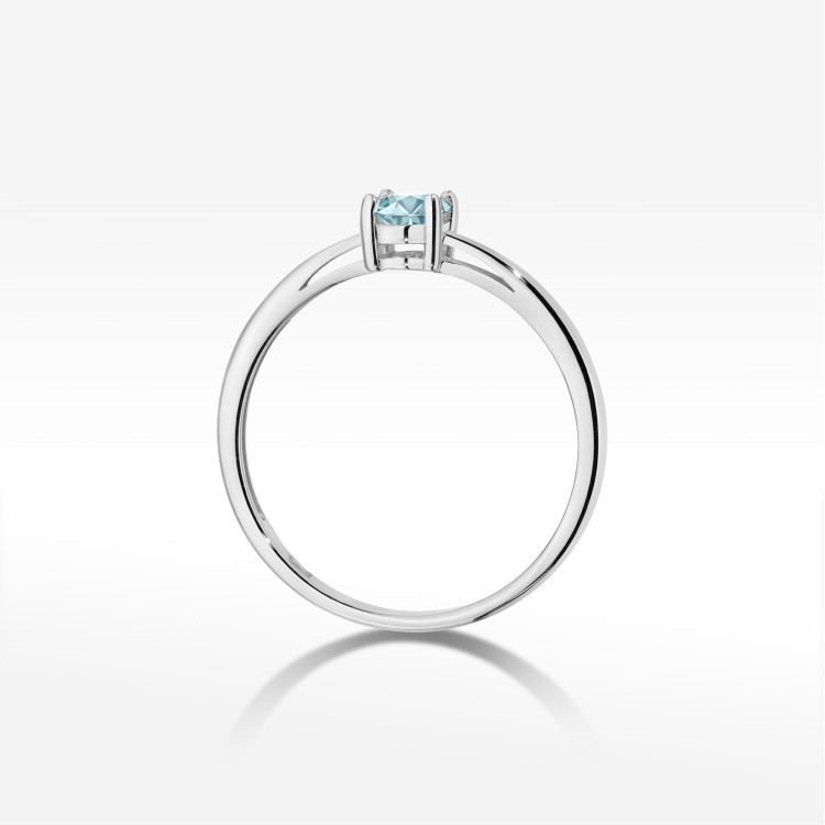 Pierścionek W0685 Akwamaryn 0,35ct białe złoto