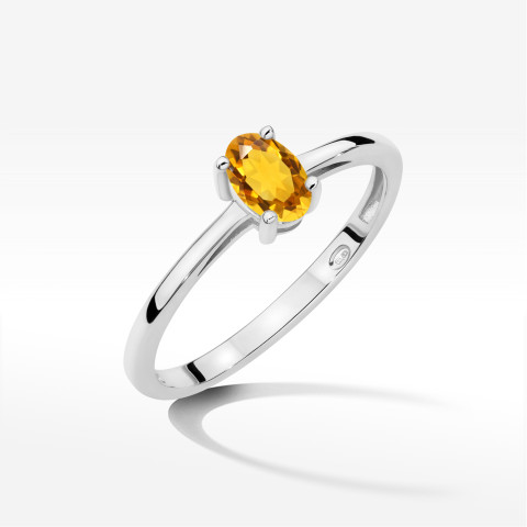 Pierścionek W0685 Cytryn 0,60ct białe złoto