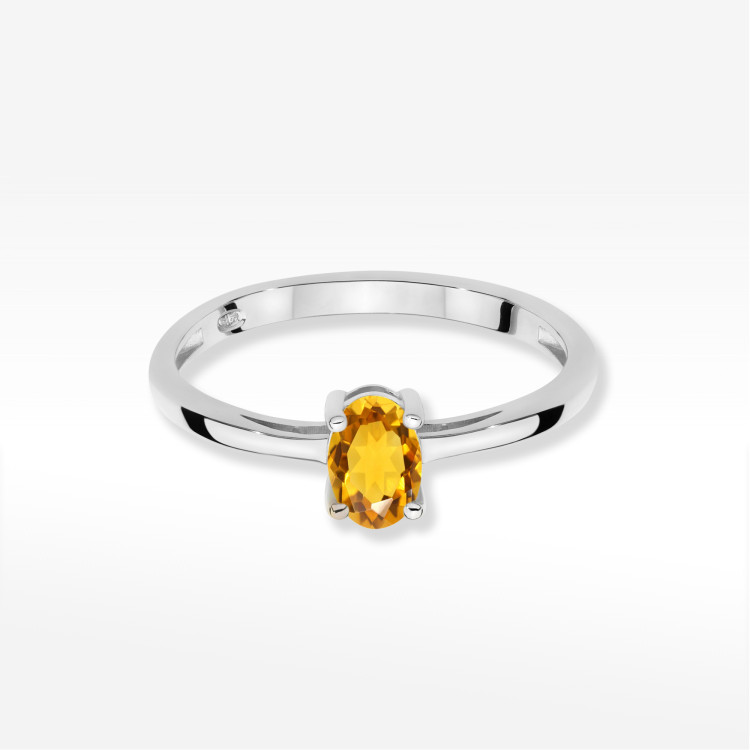 Pierścionek W0685 Cytryn 0,60ct białe złoto