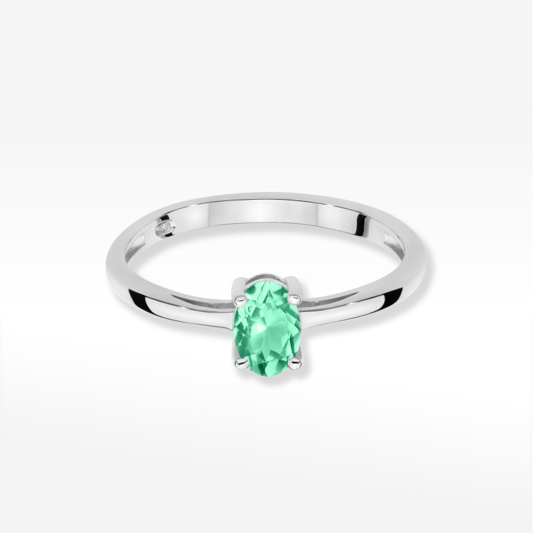 Pierścionek W0685 Szmaragd 0,40ct białe złoto