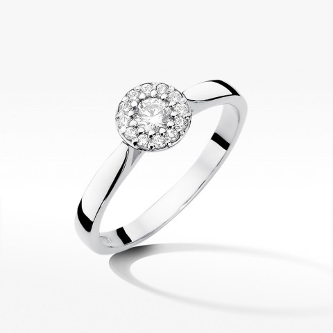 Pierścionek z białego złota z diamentami  - próba 585 0,22CT W-362B