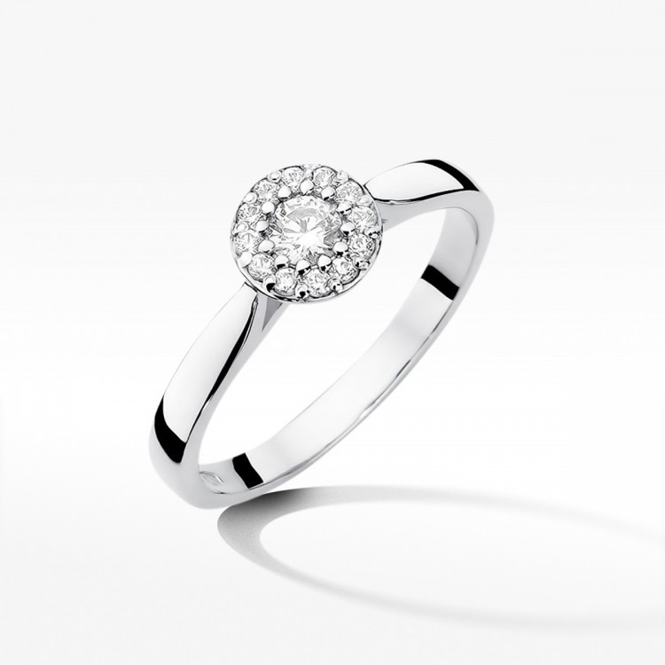 Pierścionek z białego złota z diamentami  - próba 585 0,22CT W-362B