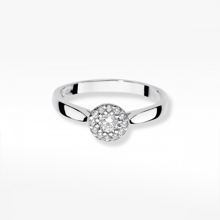 Pierścionek z białego złota z diamentami  - próba 585 0,22CT W-362B