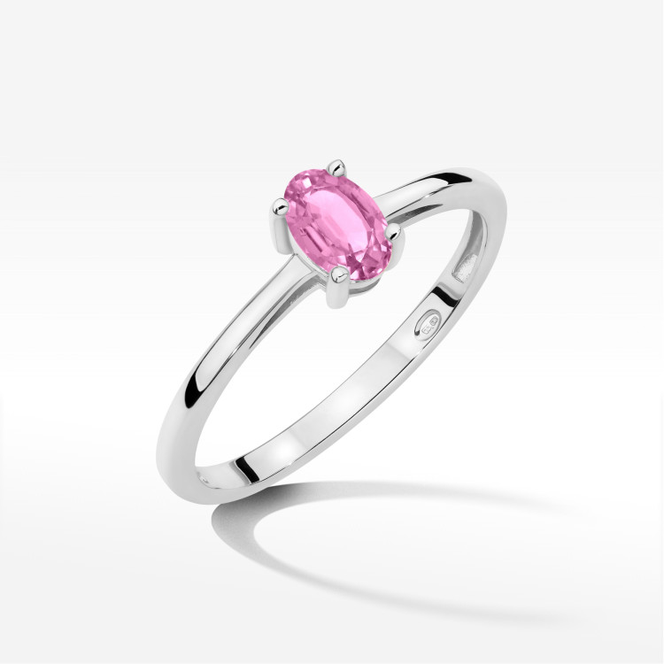 Pierścionek W0685 Szafir Różowy 0,45ct białe złoto