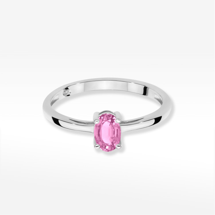 Pierścionek W0685 Szafir Różowy 0,45ct białe złoto