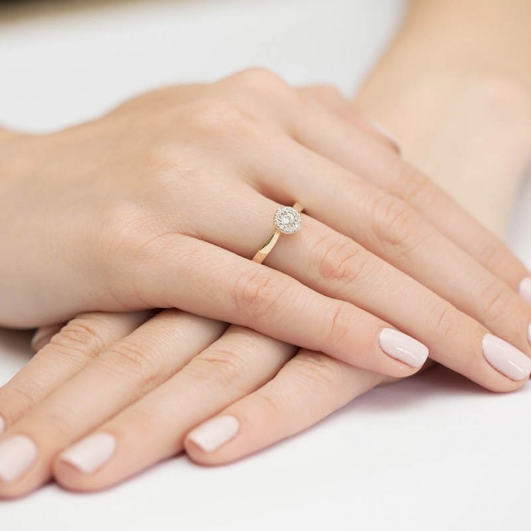 Pierścionek z białego złota z diamentami  - próba 585 0,22CT W-362B
