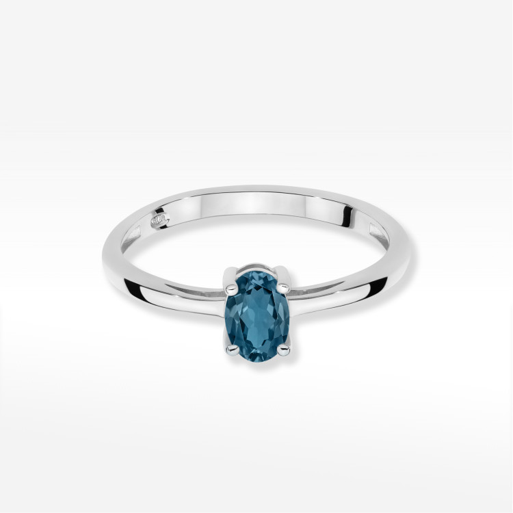 Pierścionek W0685 Topaz London Blue 0,50ct białe złoto