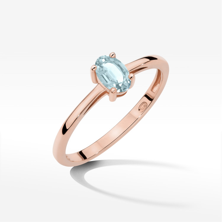 Pierścionek W0685 Akwamaryn 0,35ct różowe złoto