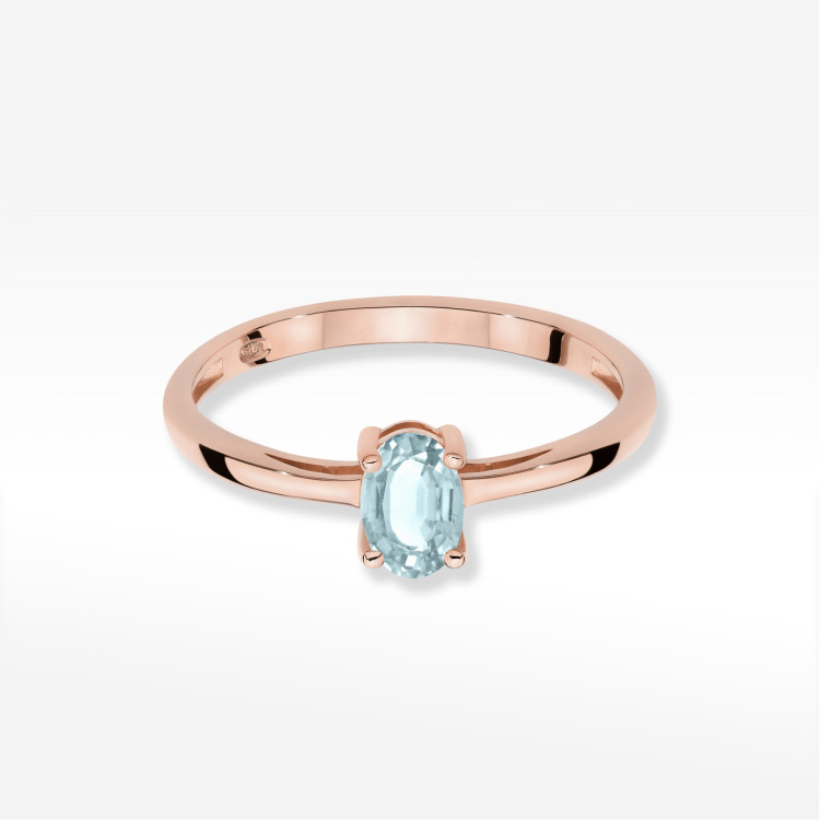 Pierścionek W0685 Akwamaryn 0,35ct różowe złoto