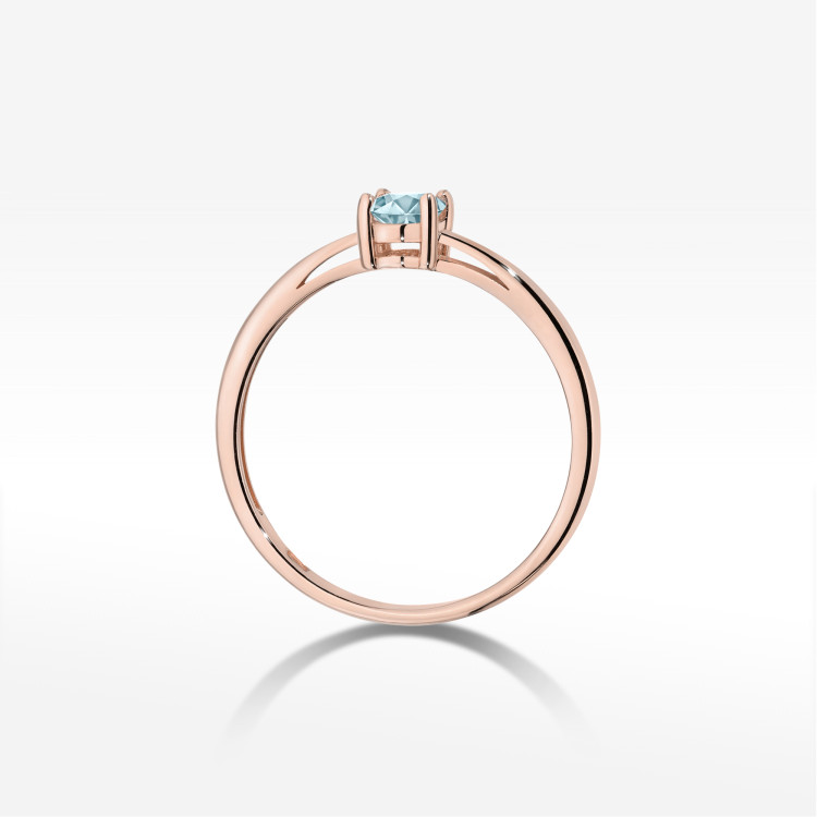 Pierścionek W0685 Akwamaryn 0,35ct różowe złoto