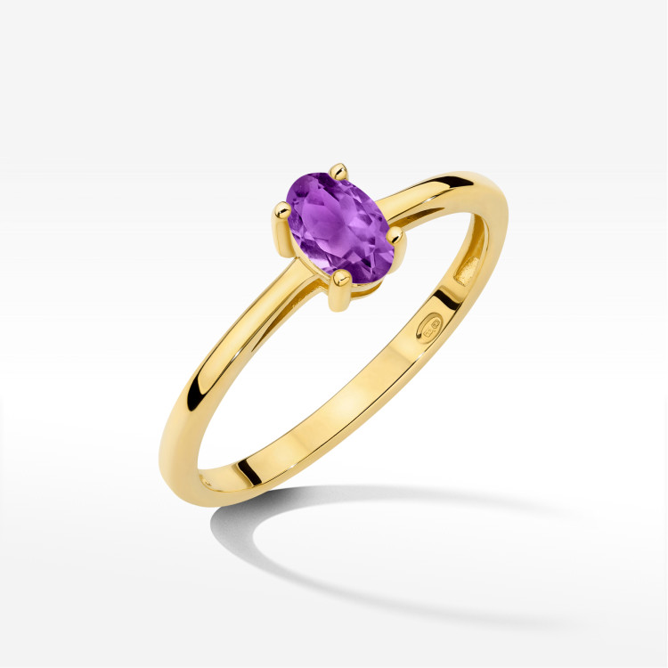 Pierścionek W0685 Ametyst 0,40ct żółte złoto