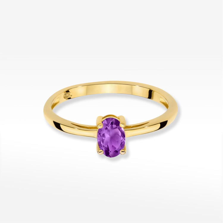 Pierścionek W0685 Ametyst 0,40ct żółte złoto