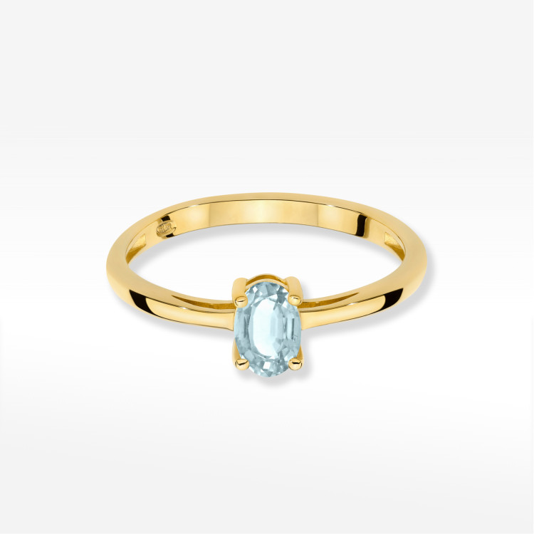 Pierścionek W0685 Akwamaryn 0,35ct żółte złoto