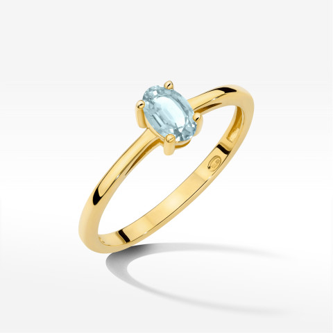 Pierścionek W0685 Akwamaryn 0,35ct żółte złoto