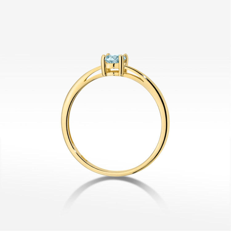 Pierścionek W0685 Akwamaryn 0,35ct żółte złoto