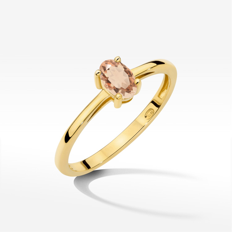 Pierścionek W0685 Morganit 0,40ct żółte złoto