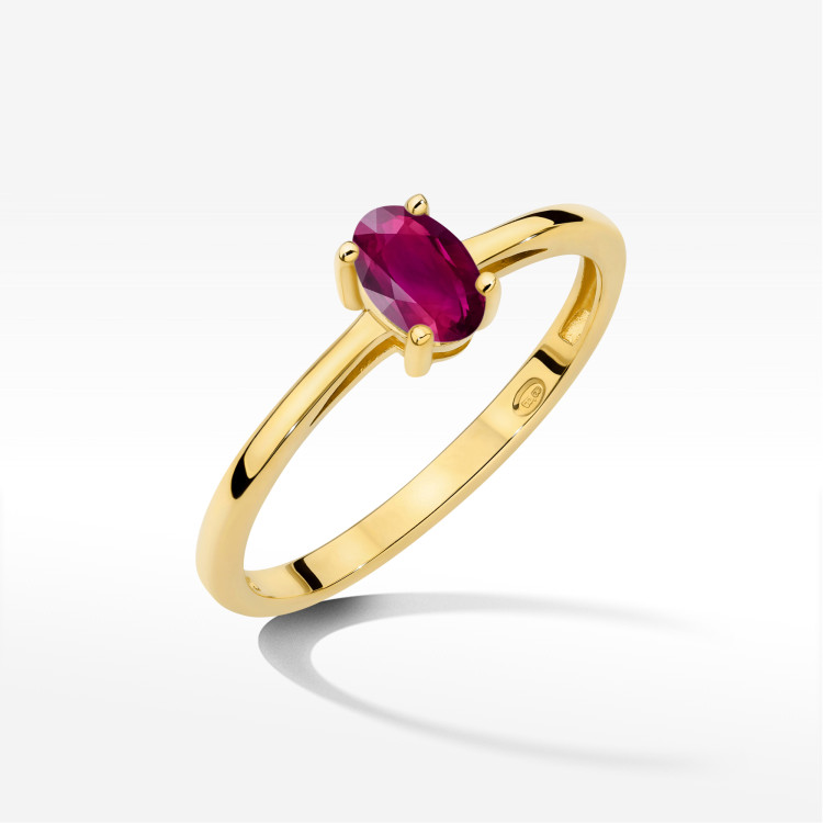 Pierścionek W0685 Rodolit 0,50ct żółte złoto