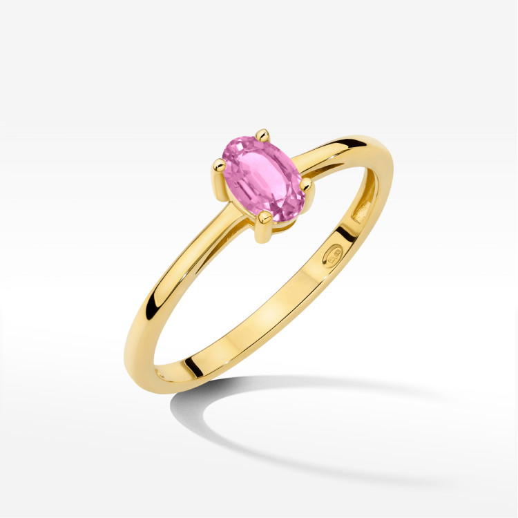 Pierścionek W0685 Szafir Różowy 0,45ct żółte złoto