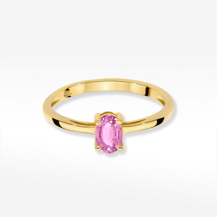 Pierścionek W0685 Szafir Różowy 0,45ct żółte złoto