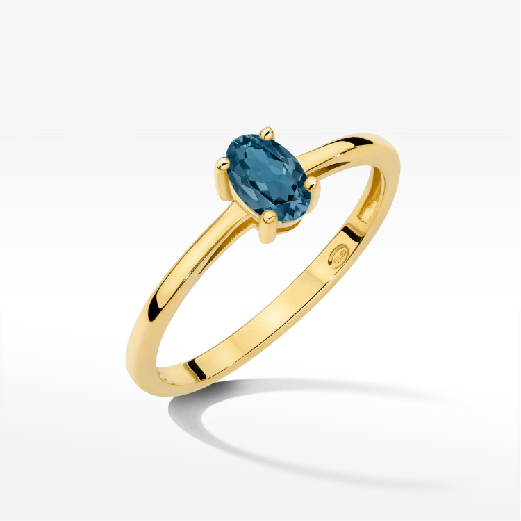 Pierścionek W0685 Topaz London Blue 0,50ct żółte złoto