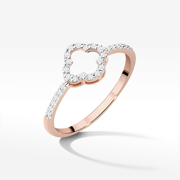 Pierścionek z diamentami 0,14ct różowe złoto W0686