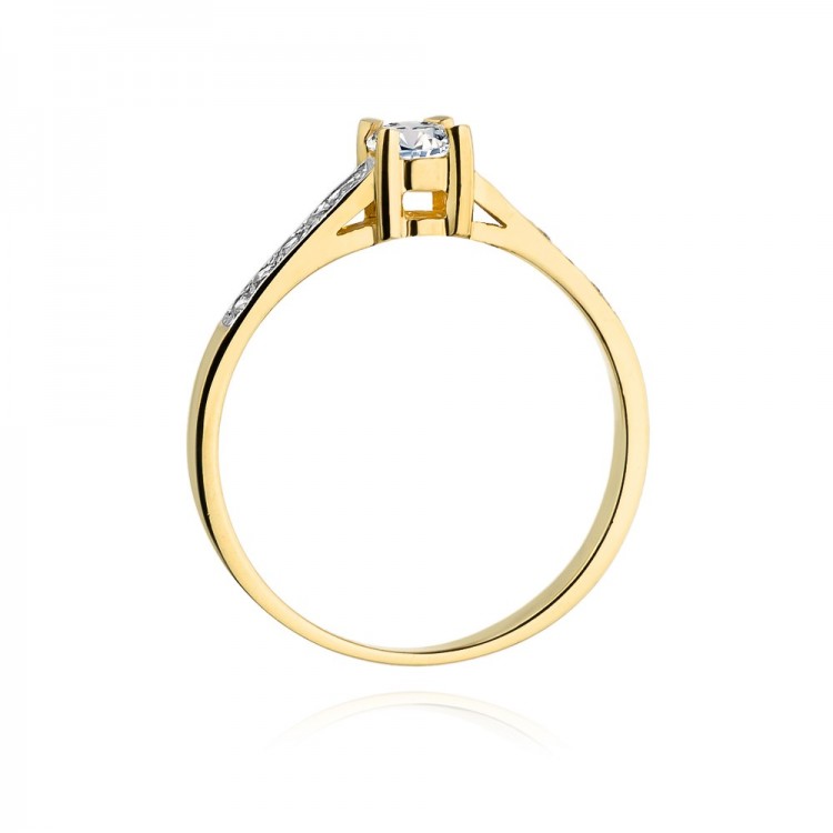 Pierścionek z żółtego złota z diamentami  - próba 585 0,45CT W-364A