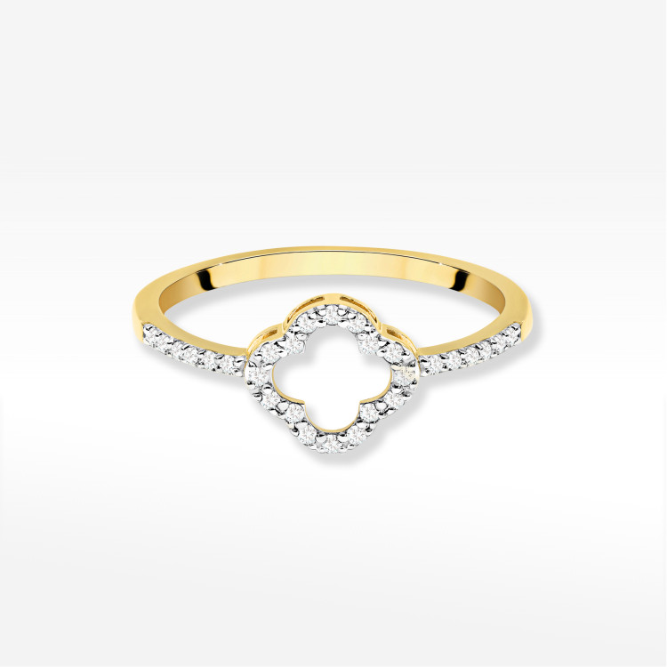 Pierścionek z diamentami 0,14ct żółte złoto W0686