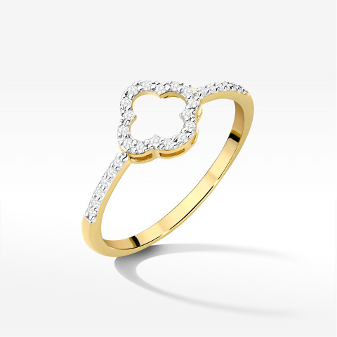 Pierścionek z diamentami 0,14ct żółte złoto W0686