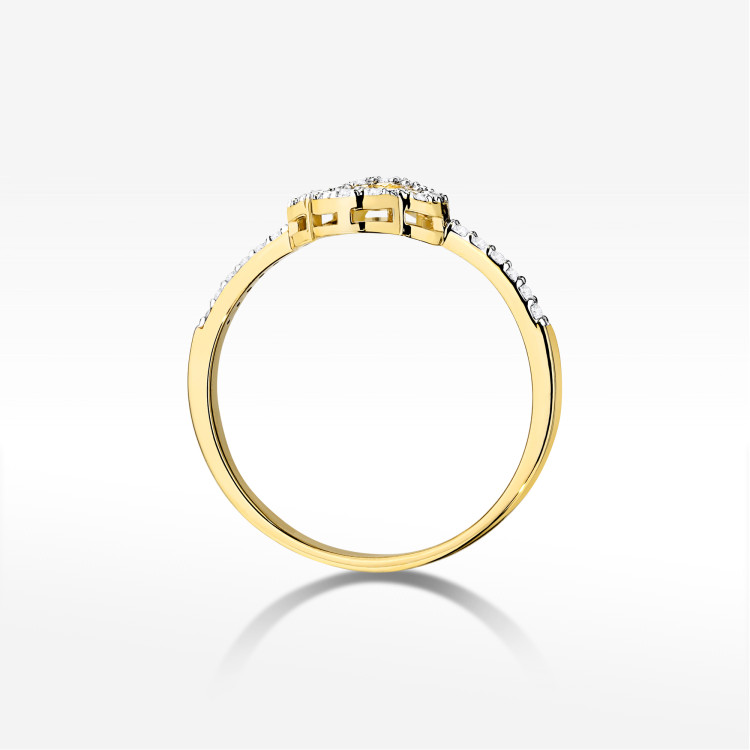 Pierścionek z diamentami 0,14ct żółte złoto W0686