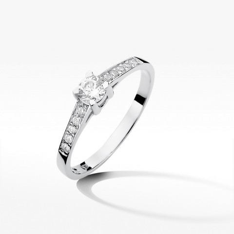 Pierścionek z białego złota z diamentami  - próba 585 0,45CT W-364B