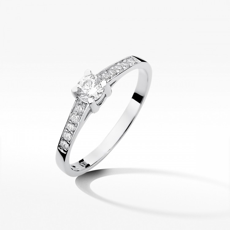 Pierścionek z białego złota z diamentami  - próba 585 0,45CT W-364B
