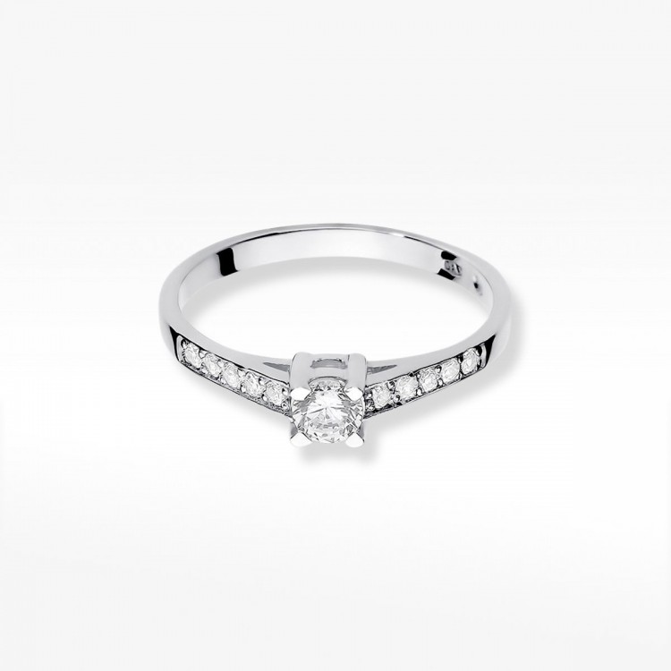 Pierścionek z białego złota z diamentami  - próba 585 0,45CT W-364B
