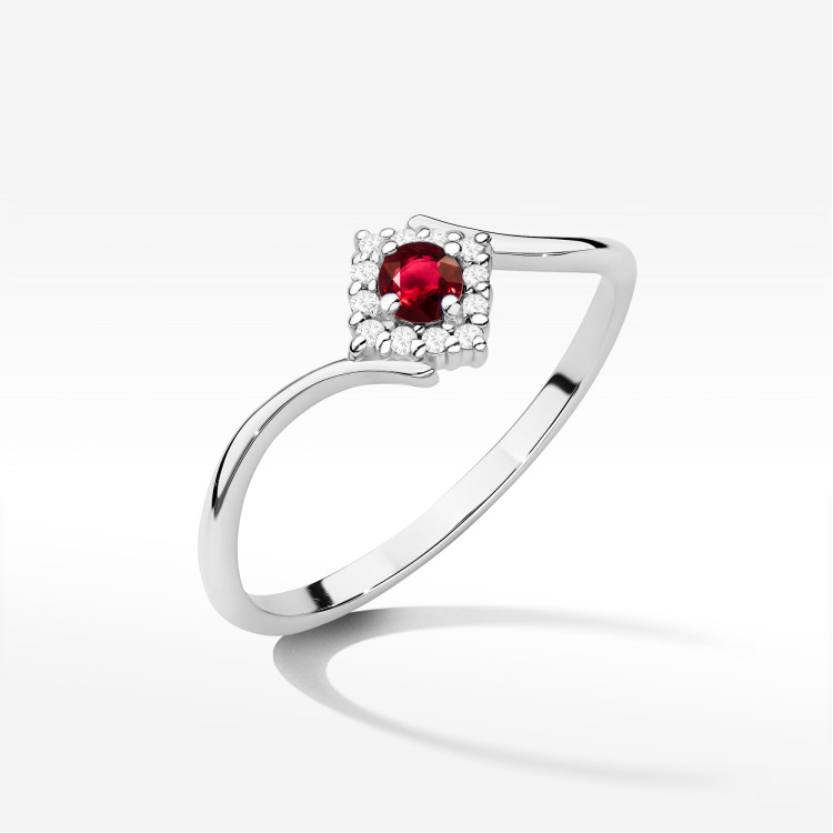 Pierścionek W0702 Rubin 0,15ct białe złoto