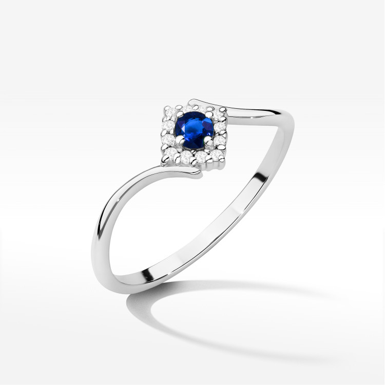 Pierścionek W0702 Szafir 0,15ct białe złoto