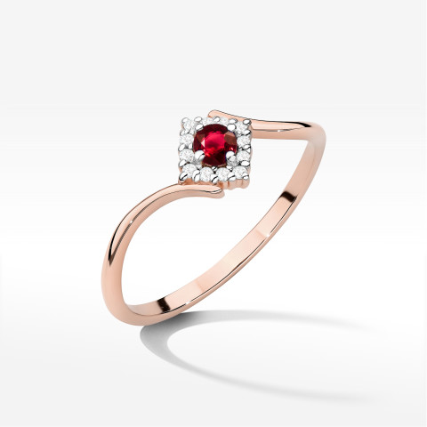 Pierścionek W0702 Rubin 0,15ct różowe złoto