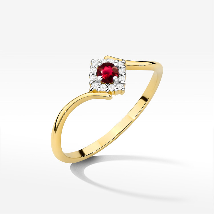 Pierścionek W0702 Rubin 0,15ct żółte złoto