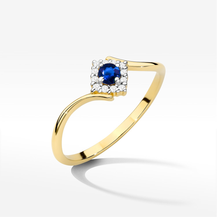 Pierścionek W0702 Szafir 0,15ct żółte złoto