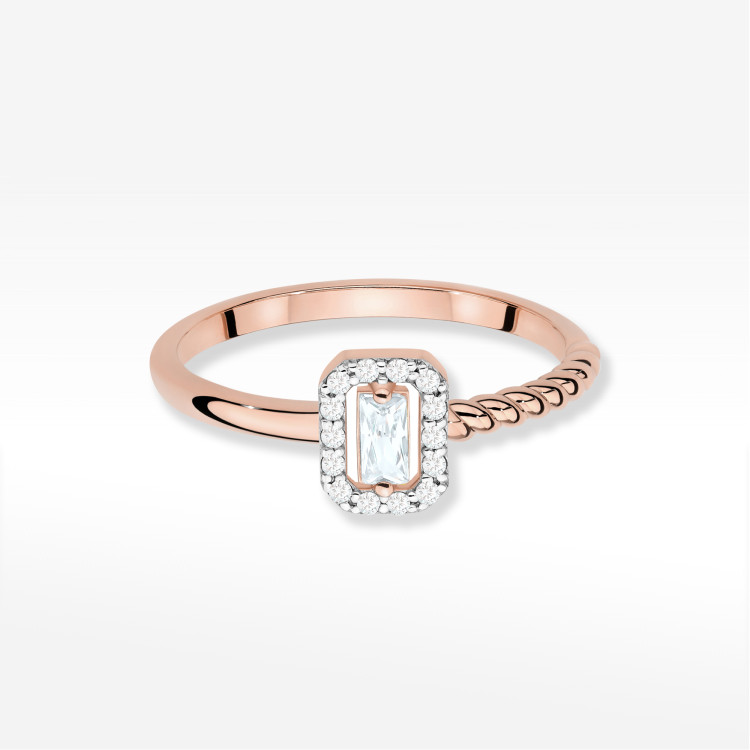 Pierścionek Diament 0,17ct różowe złoto W0707