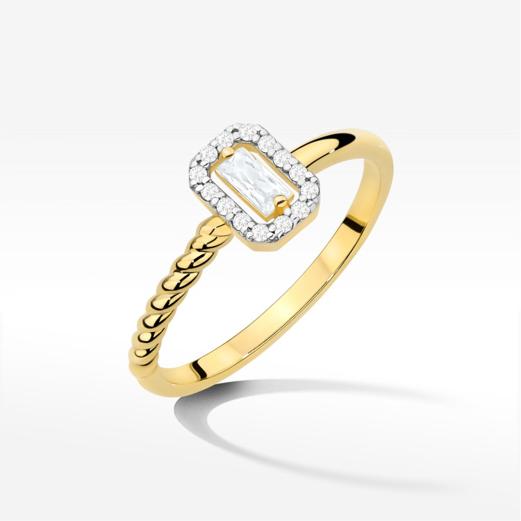 Pierścionek Diament 0,17ct żółte złoto W0707