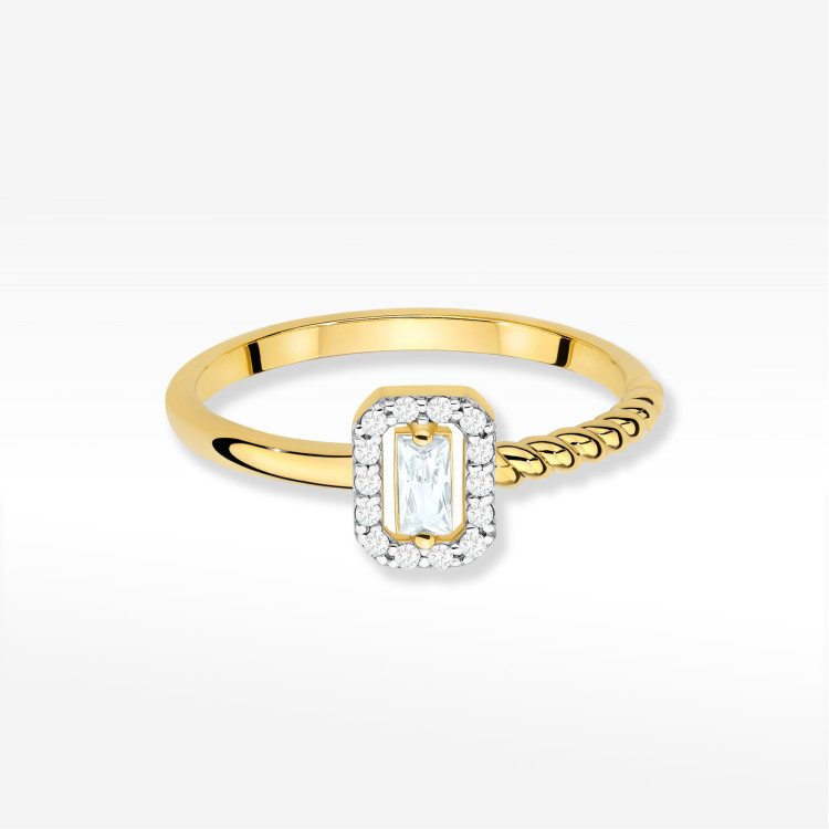 Pierścionek Diament 0,17ct żółte złoto W0707