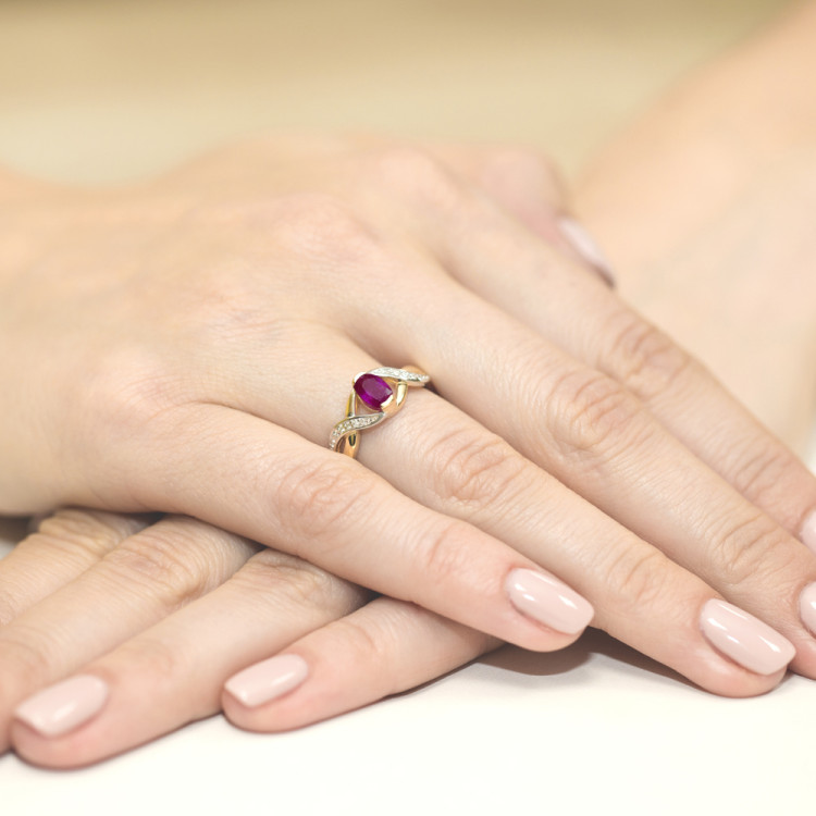 Pierścionek PV-079 Rodolit 0,50ct żółte złoto