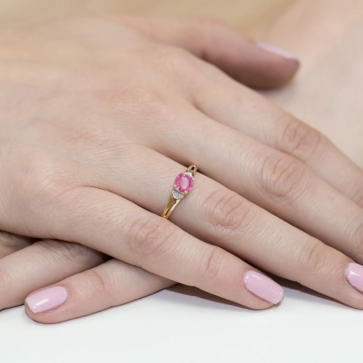 Pierścionek PV-040 Różowy Topaz 0,65ct żółte złoto