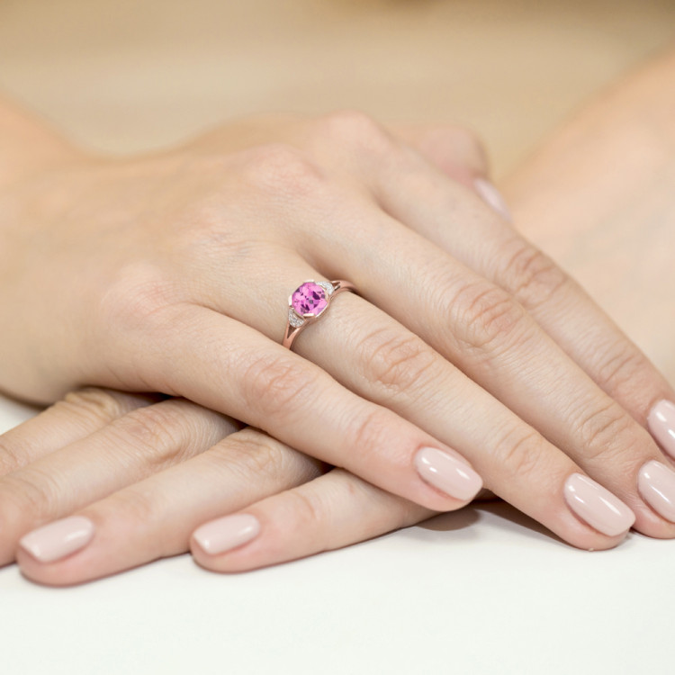 Pierścionek PV-041 Różowy Topaz 1,10ct różowe złoto
