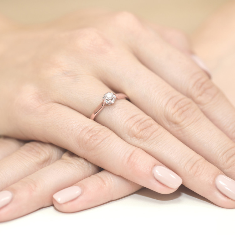 Pierścionek W0062 Diament 0,15ct różowe złoto
