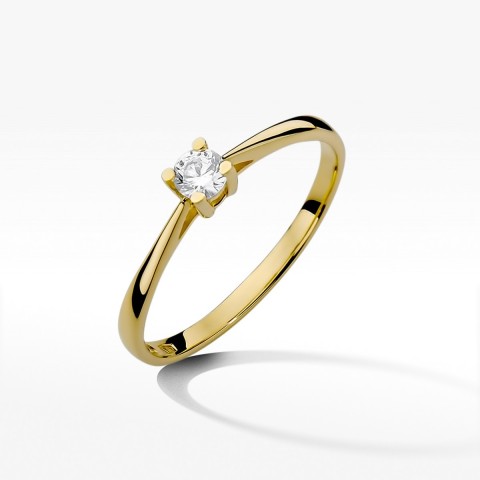 Pierścionek z żółtego złota z diamentem - próba 585 0,15CT W-367A