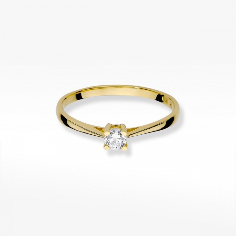 Pierścionek z żółtego złota z diamentem - próba 585 0,15CT W-367A